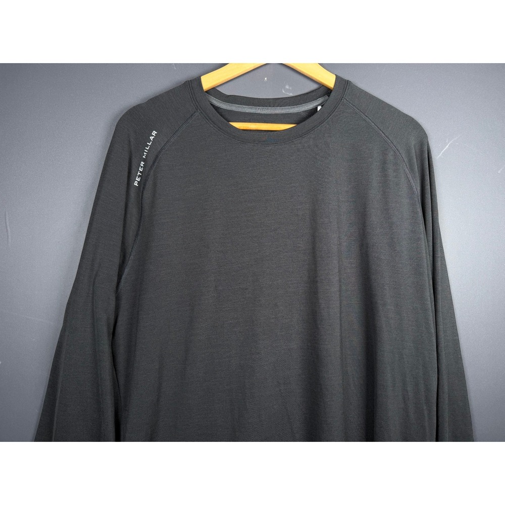 Peter Millar Crown Sport Mens Medium Long Sleeve Performance Shirt Gray